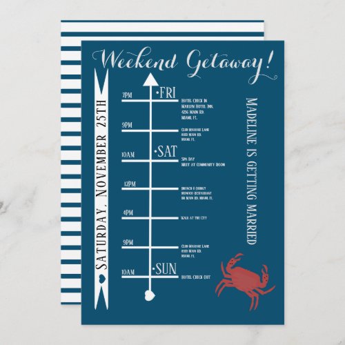 Nautical Crab Bachelorette Weekend Getaway Invitation