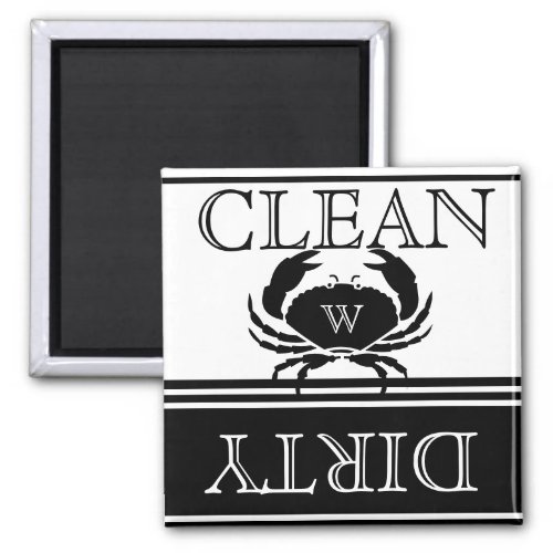  Nautical Crab Black  White Dishwasher Dirty Clean Magnet