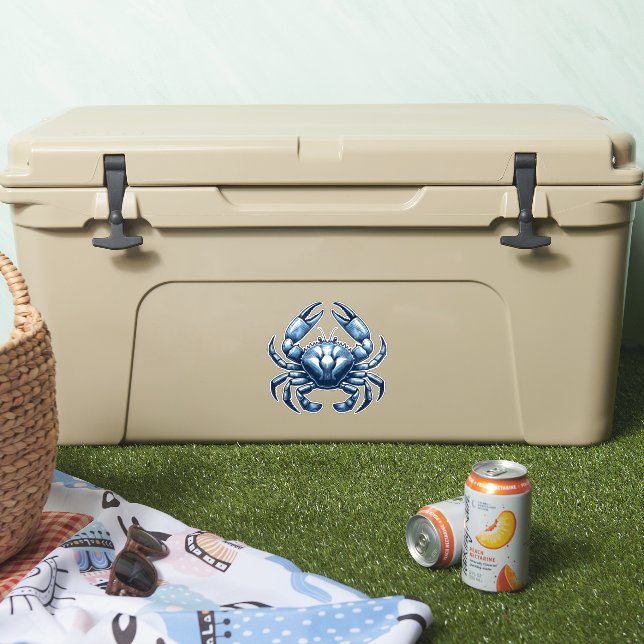 Nautical Crab Custom-Cut Vinyl Sticker (Cooler)