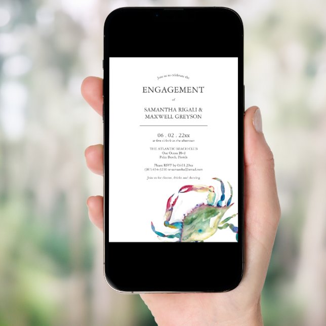 Nautical Crab Engagement Invitations (Front Digital)