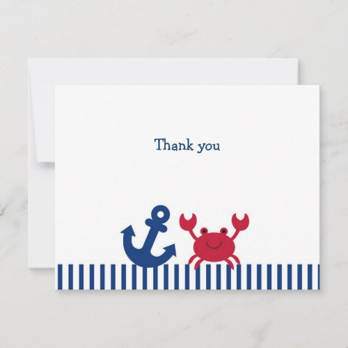 Nautical Crab Flat Thank You Note Cards