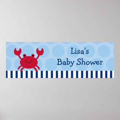 Nautical Crab Personalized Banner Sign