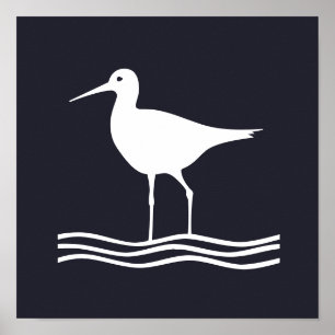 nautical CRANE BIRD silhouette Poster