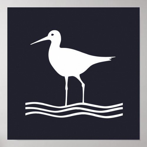 nautical CRANE BIRD silhouette  Poster