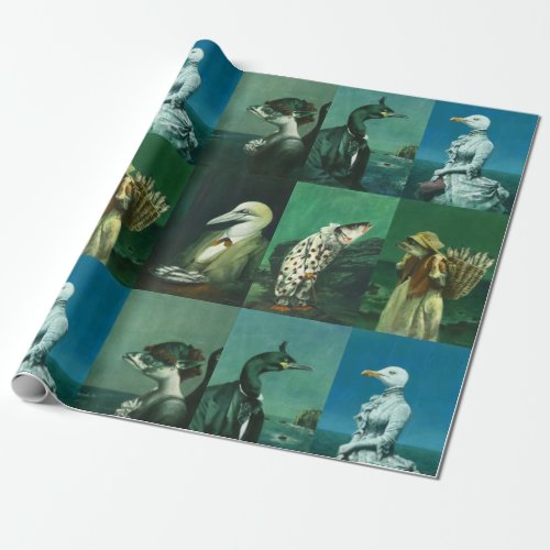 Nautical Creature Character Wrapping Paper