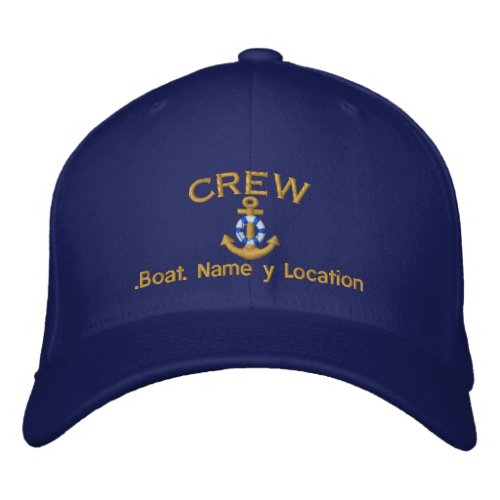 Nautical Crew Your Boat Name Your Name Embroidered Baseball Cap