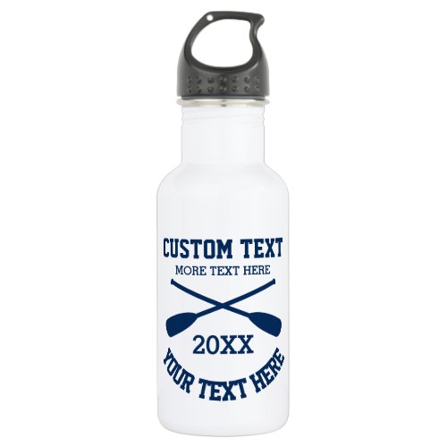 Nautical crossed boat rowing oars icon custom  stainless steel water bottle