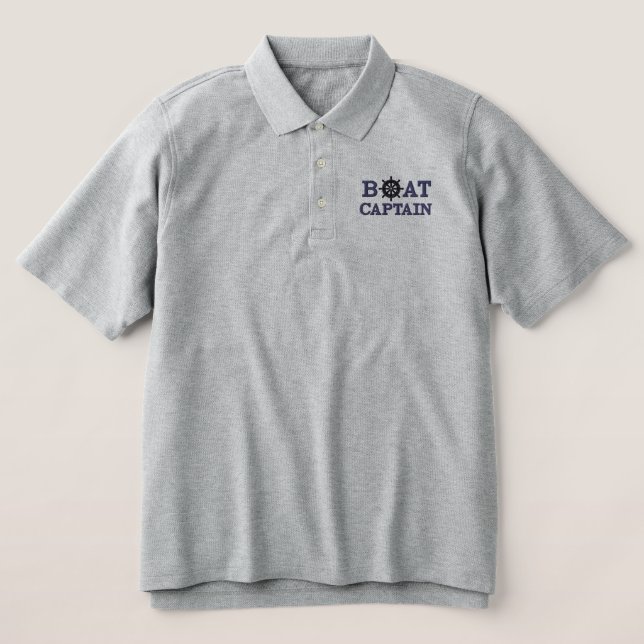 Nautical Cruise Boat Captain Custom Embroidered Embroidered Polo Shirt (Design Front)
