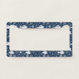 Nautical Cruise Seamless Pattern License Plate Frame