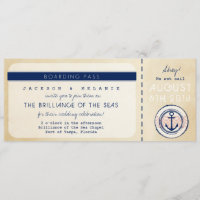 Nautical Cruise Ship Boarding Pass Wedding Invite