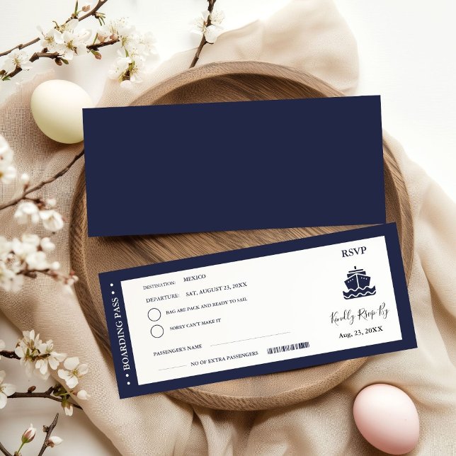 Nautical Cruise Ship Boarding pass wedding RSVP Invitation (Creator Uploaded)
