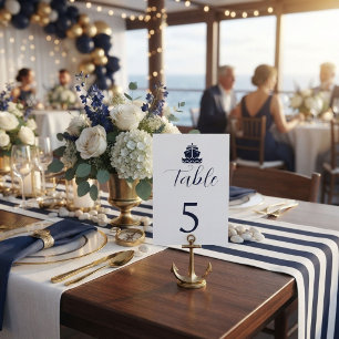 Nautical Cruise Ship Boat wedding Table Number