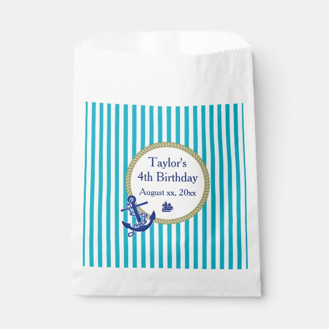 Nautical Custom Birthday Favor Bag (Front)