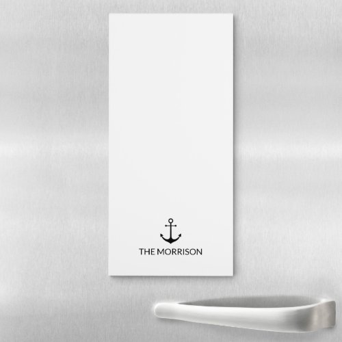 Nautical Custom Boat Name black anchor white Magnetic Notepad