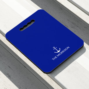 Nautical Custom Boat Name cobalt blue anchor   Seat Cushion