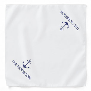 Nautical Custom Boat Name navy blue anchor white Bandana