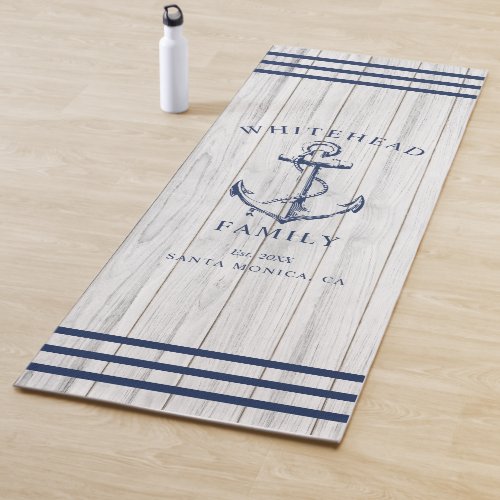 Nautical Custom Family Anchor White Wood  Yoga Mat