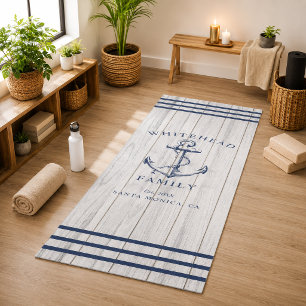 Nautical Custom Family Anchor White Wood Yoga Mat