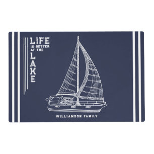 Nautical Custom Lake Life Kitchen Navy Blue Placemat