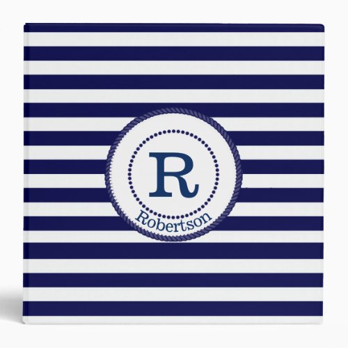 Nautical Custom Monogrammed Avery Binder