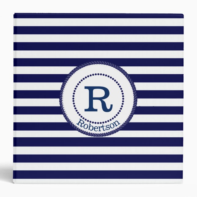 Nautical Custom Monogrammed Avery Binder (Front)