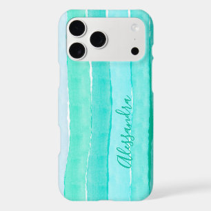 Nautical Custom Pastel Vertical Stripes Watercolor iPhone 17 Pro Max Case