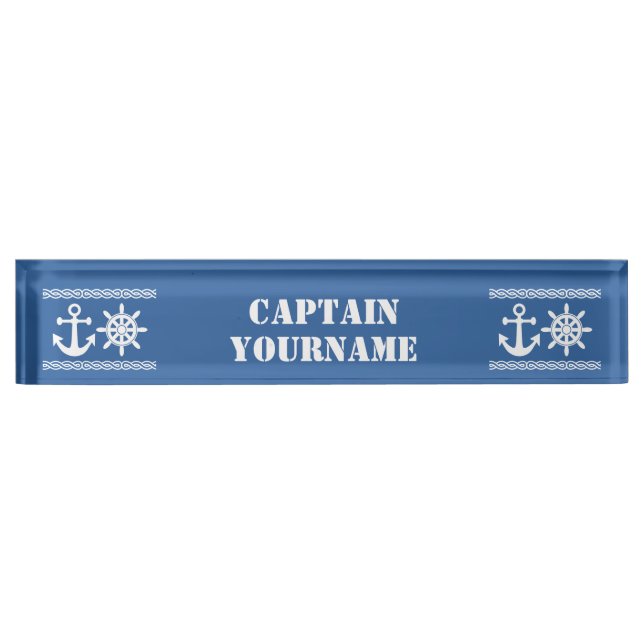 Nautical custom text & color desk nameplate (Front)