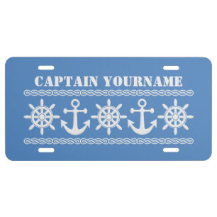 Nautical custom text & colour license plate