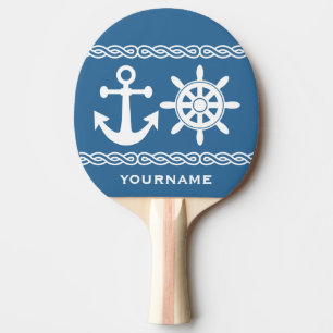 Nautical custom text & colour ping pong paddle