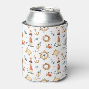 Nautical Customized Name Navy Blue Can Cooler