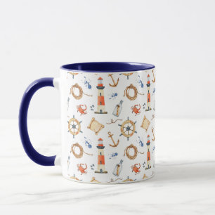 Nautical Customized Name Navy Blue  Mug
