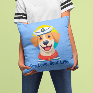 Nautical Cute Dog Gifts for Boat Owners Sailors Throw Pillow