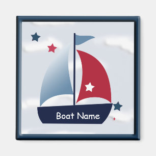 Nautical Cute Sailboat Design Magnet