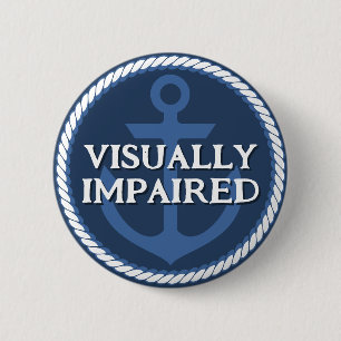 Nautical Dad Navy Blue Anchor Hard of Hearing Button