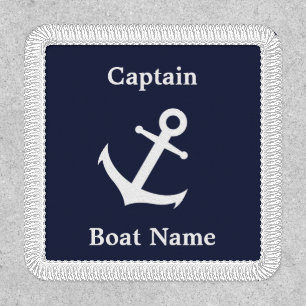 Nautical Dark Blue with White Anchor Captain Patch