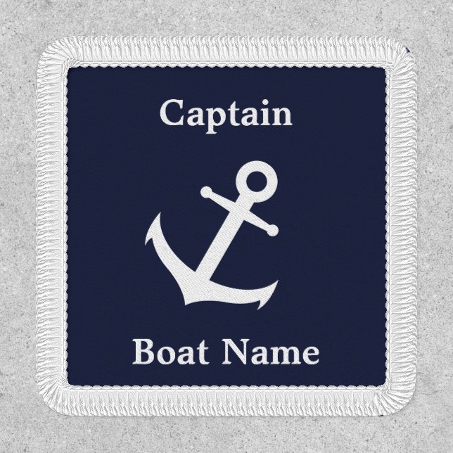 Nautical Dark Blue with White Anchor Captain Patch (Front)