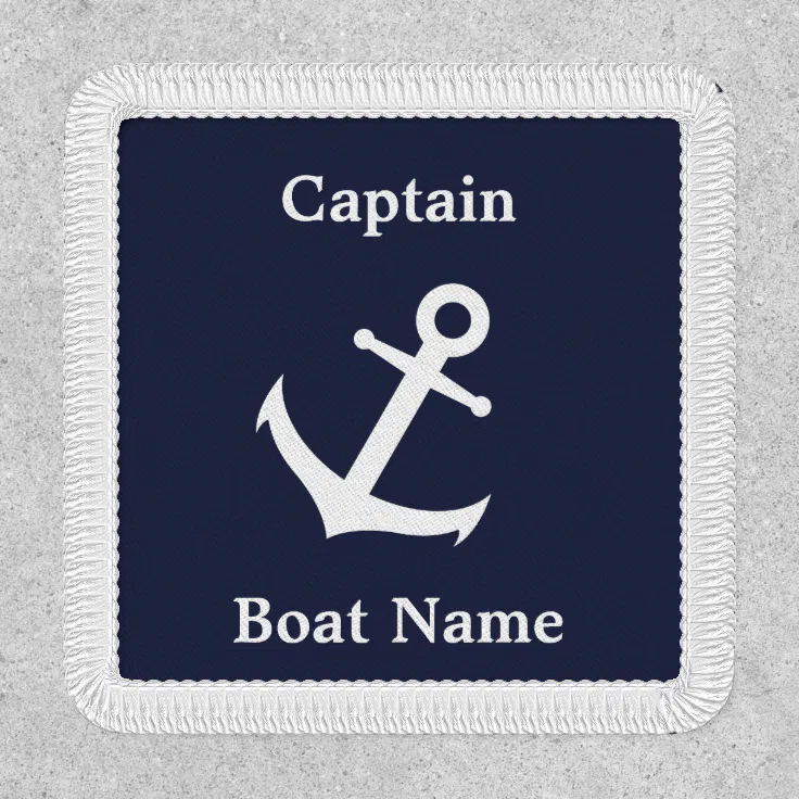 Nautical Dark Blue with White Anchor Captain Patch | Zazzle