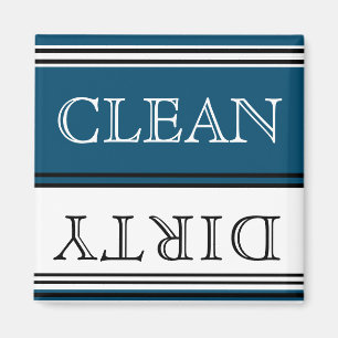 Nautical Dark Teal Blue Dishwasher Dirty Clean   Magnet