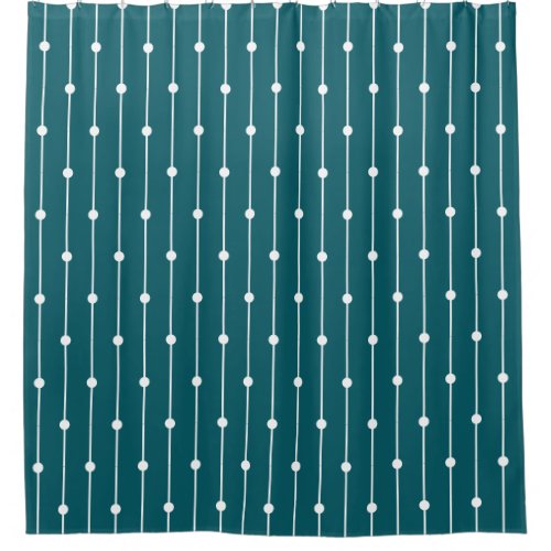 Nautical Dark Teal striped and dotted modern Shower Curtain