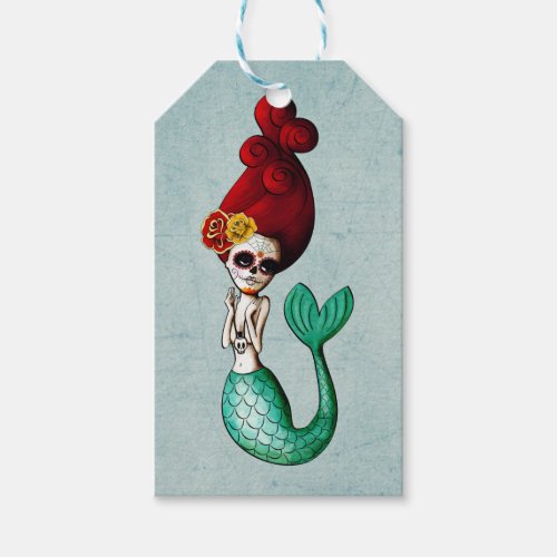 Nautical Day of The Dead Mermaid Girl Gift Tags