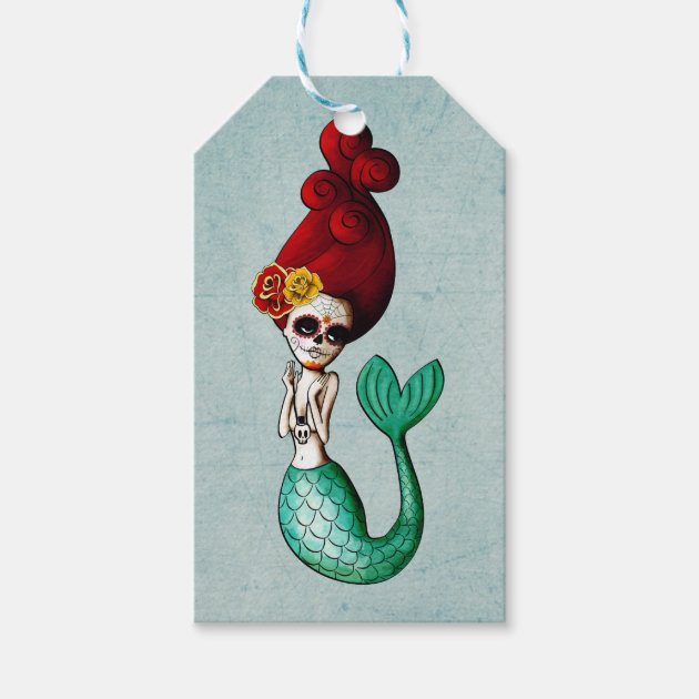 Nautical Day Of The Dead Mermaid Girl Gift Tags