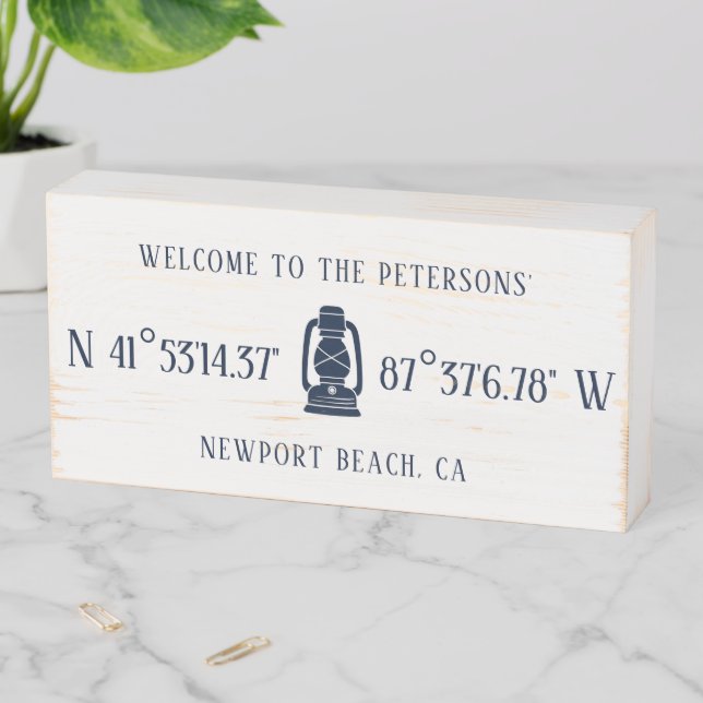Nautical Decor Personalized Coordinates Sign Gift (In Situ Horizontal)