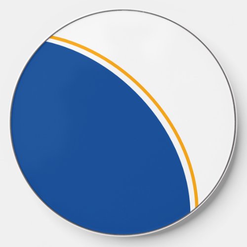 Nautical Deep Blue White Yellow Pinstripe Curves Wireless Charger
