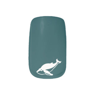 Nautical Deep Teal Whale Minx Nail Art