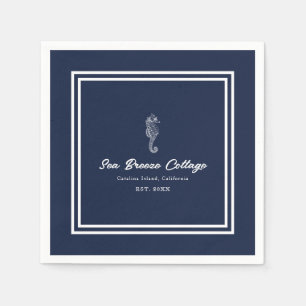 Nautical Delight: Blue and White Seahorse Napkins