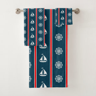 Nautical design bath towel set