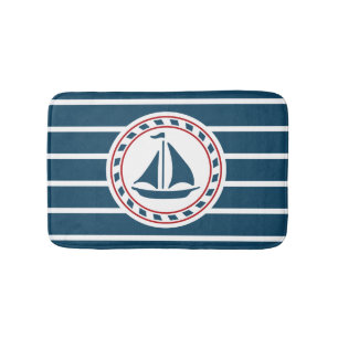 Nautical design bathroom mat