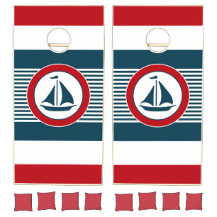 Nautical design cornhole set