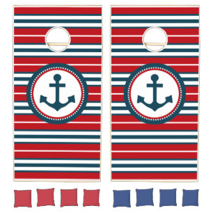 Nautical design cornhole set