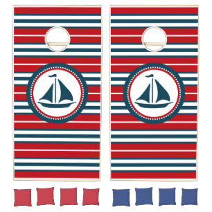 Nautical design cornhole set